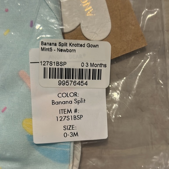 NWT Angel Dear 0-3m Banana Split Knotted Gown & Bow - Picture 5 of 6